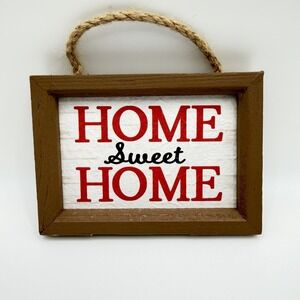 Rustic "Home Sweet Home" Wooden Wall Sign Farmhouse Decor Rope Hanging Plaque